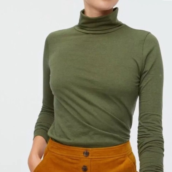J. Crew Tops - NWT JCrew Tissue Turtleneck long sleeve in heathered olive green